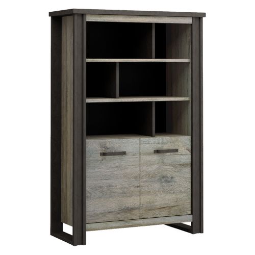 Bibliothèque BAXTER imitation chêne gris vue 3/4