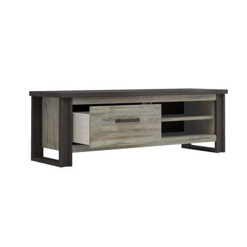 Meuble TV 1 tiroir L.169 cm BAXTER imitation chêne gris