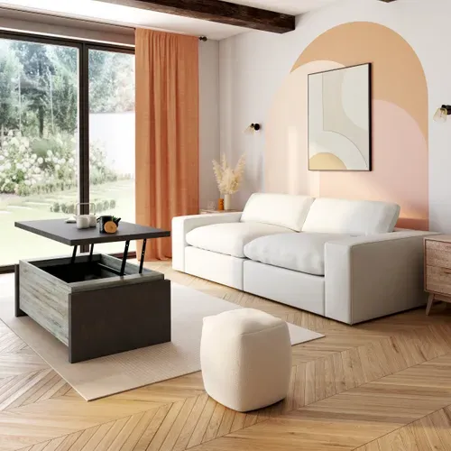 Table basse BAXTER imitation chêne gris vue d'ambiance 1