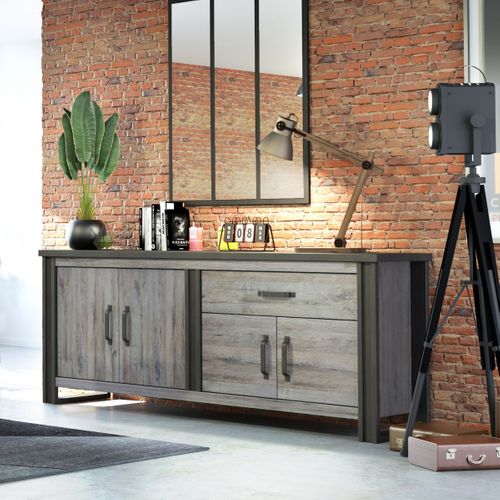 Buffet L.204 cm BAXTER imitation chêne gris