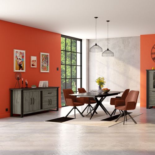 Buffet L.204 cm BAXTER imitation chêne gris