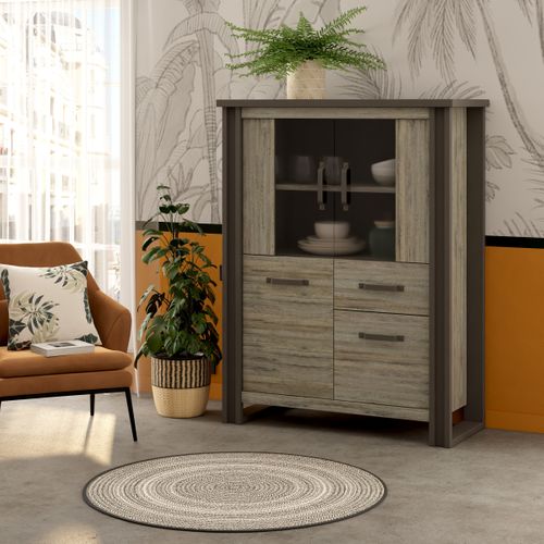 Buffet haut BAXTER imitation chêne gris vue d'ambiance 1