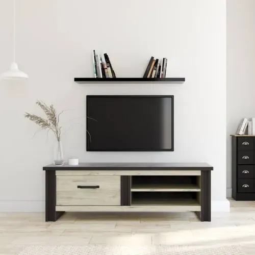 Meuble TV 1 tiroir L.169 cm BAXTER imitation chêne