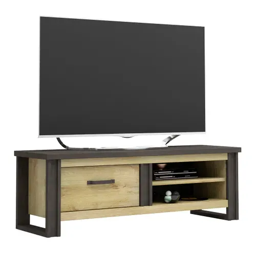 Meuble TV 1 tiroir L.169 cm BAXTER imitation chêne