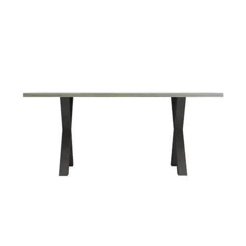Table L.170 cm pieds en X BAXTER imitation chêne/ gris vue de face