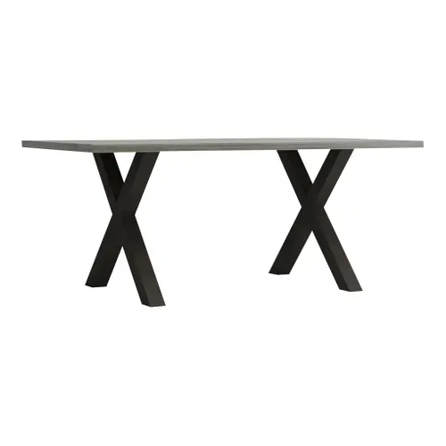 Table L.170 cm pieds en X BAXTER imitation chêne/ gris vue 3/4