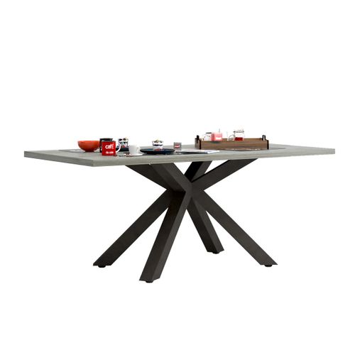 Table L.180 cm pied central BAXTER imitation chêne/ gris