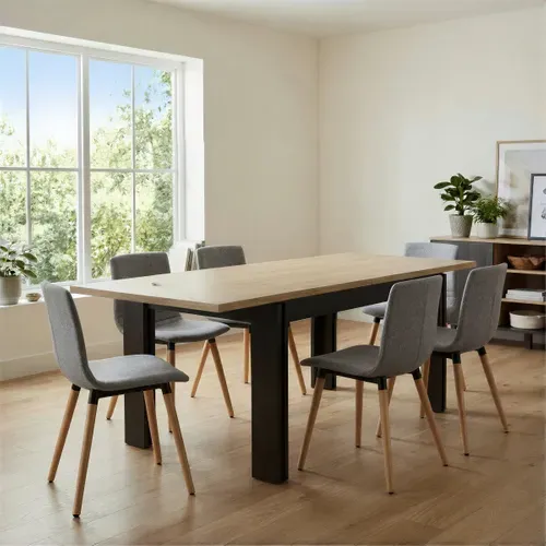 Table extensible L.180/225 cm BAXTER imitation chêne vue d'ambiance 1