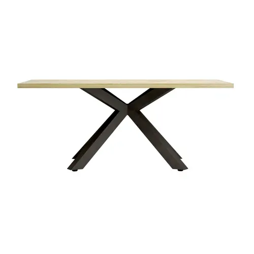 Table L.180 cm pied central BAXTER imitation chêne