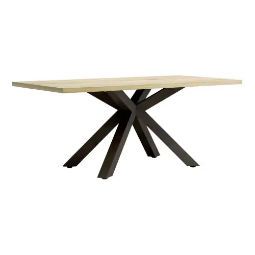 Table L.180 cm pied central BAXTER imitation chêne