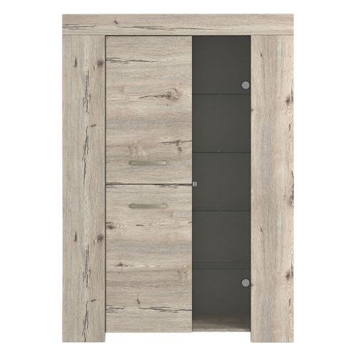 Vitrine 2 portes/1 porte verre FOREST Imitation chêne