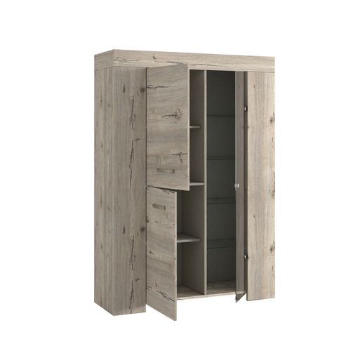 Vitrine 2 portes/1 porte verre FOREST Imitation chêne