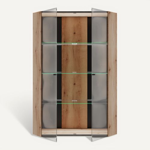 Vitrine AYA Imitation chêne/gris