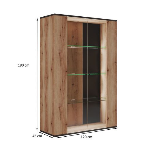 Vitrine AYA Imitation chêne/gris