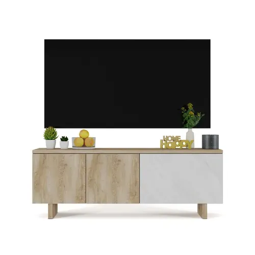 Meuble TV DAVIS Imitation chêne vue d'ambiance 1