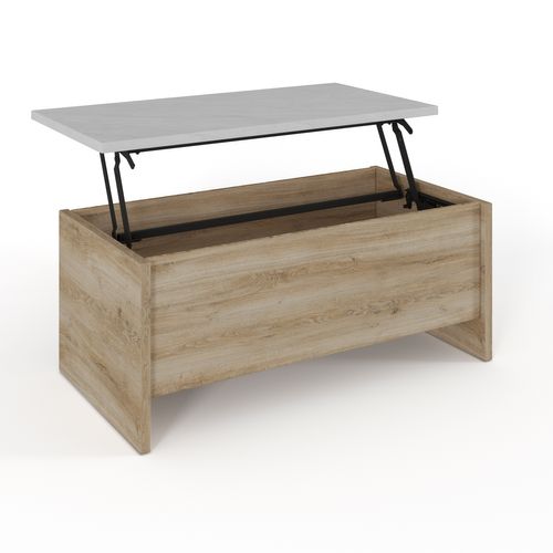 Table basse relevable DAVIS Imitation chêne vue détaillée