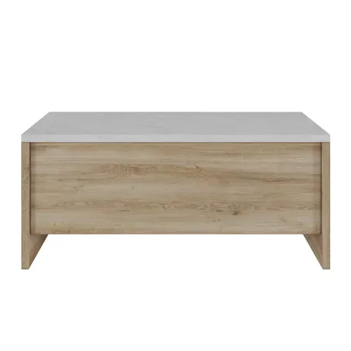 Table basse relevable DAVIS Imitation chêne vue de face