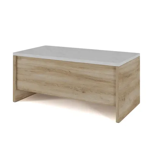 Table basse relevable DAVIS Imitation chêne vue de profil