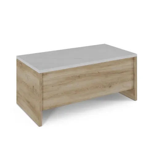 Table basse relevable DAVIS Imitation chêne vue 3/4