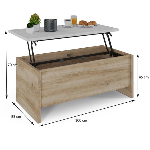 Table basse relevable DAVIS Imitation chêne