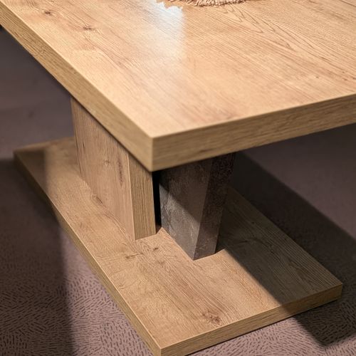 Table basse TERRA Imitation chêne / béton ciré vue accessoires