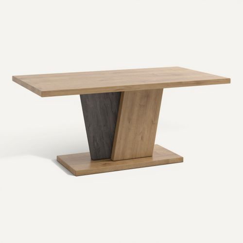 Table basse TERRA Imitation chêne / béton ciré vue 3/4