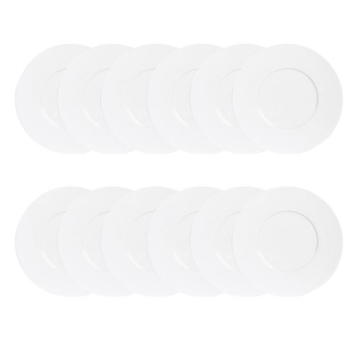 Maxi Lot De 12 Assiettes Plates Zen 27 Cm En Porcelaine