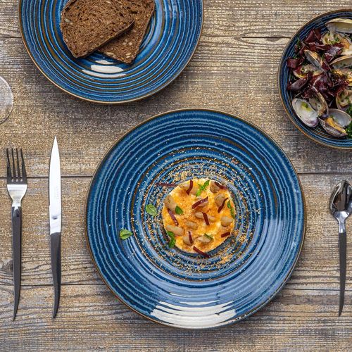 Assiette Creuse Moon Bleu 22 Cm (lot De 6) En Grès