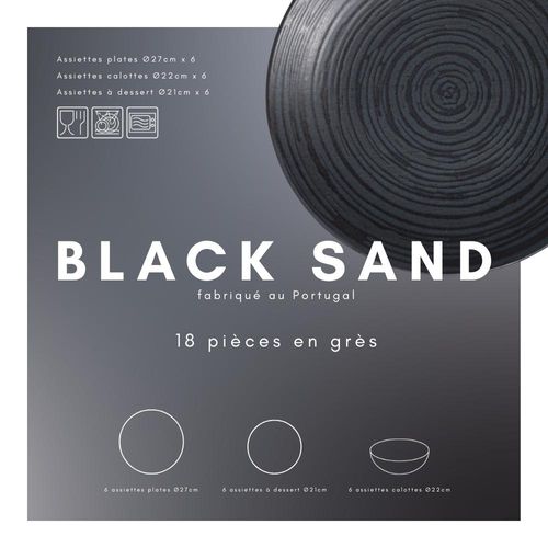 Service D'assiettes 18 Pièces Black Sand En Grès
