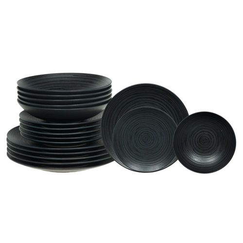 Service D'assiettes 18 Pièces Black Sand En Grès