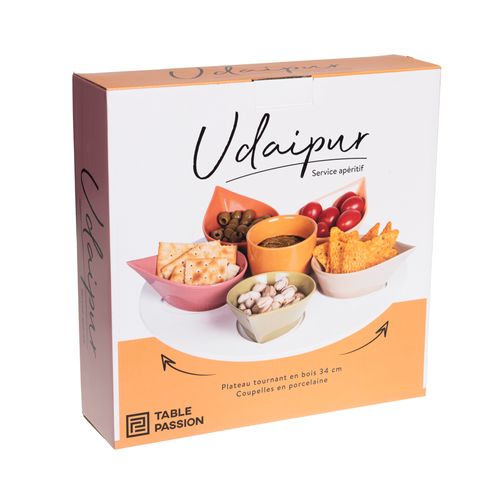 Service Apéritif 7 Pièces Udaipur 34 Cm En Porcelaine