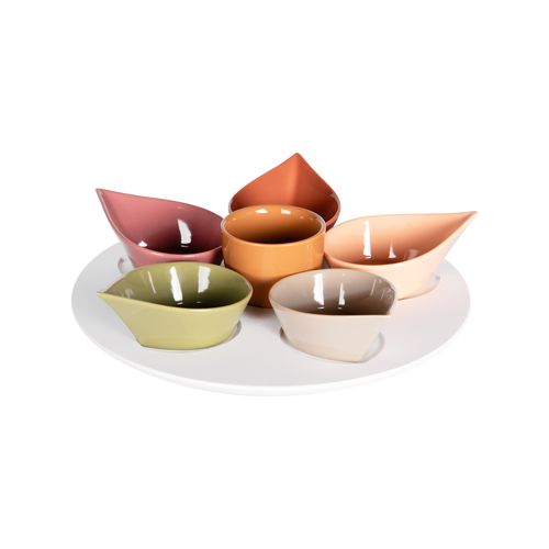 Service Apéritif 7 Pièces Udaipur 34 Cm En Porcelaine