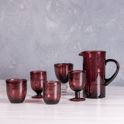 Gobelet 20 Cl Luberon Bullé Violet (lot De 6) En Verre
