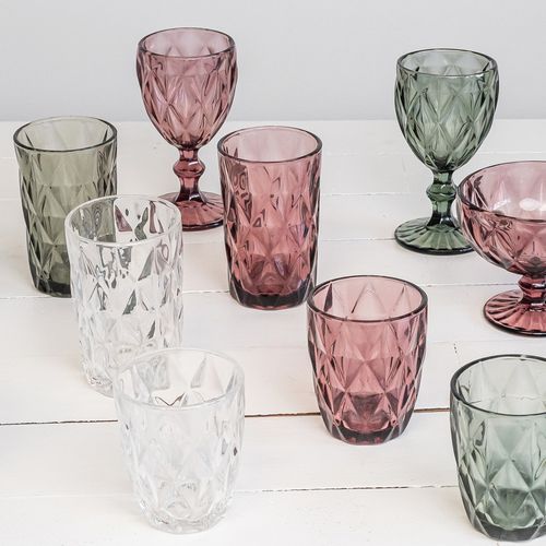Boite De 6 Gobelets Haut Diamond 34 Cl Gris En Verre