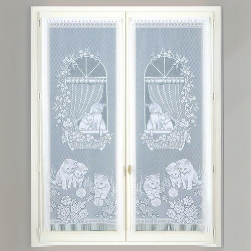 Paire De Petits Voilages Droits À Franges - 60x220 Cm - Blanc