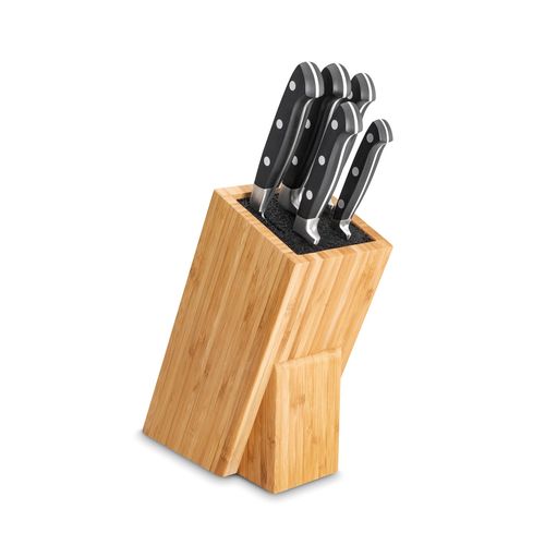 Bloc En Bois De 5 Couteaux Forgé Georges Noir En Acier Inoxydable (inox)