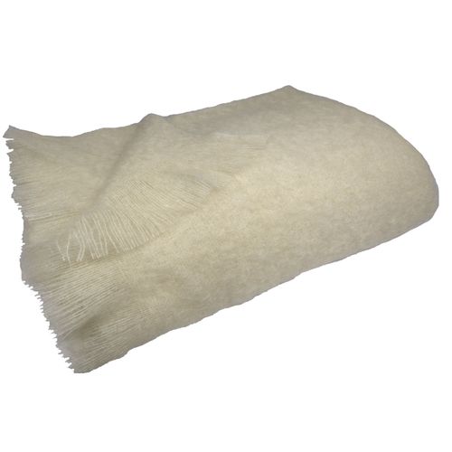 Couverture En 100 % Pure Mohair 320g/m2 - 240x260 Cm - Ecru