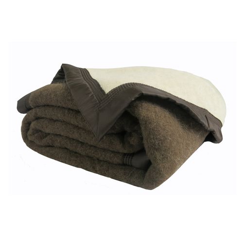 Couverture Pure Laine Vierge 600g/m2 Bicolore - 240x220 Cm - Marron Chocolat
