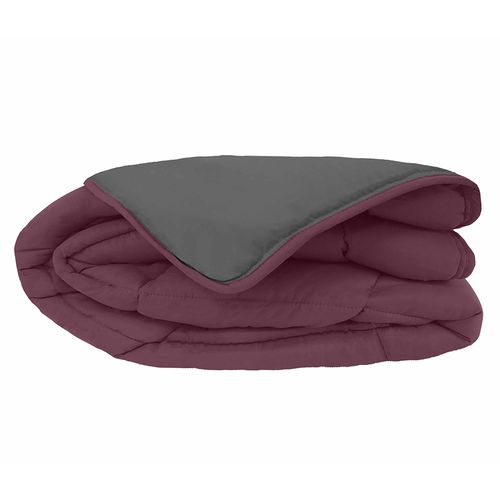 Couette Légère Réversible Bicolore En Microfibre 200 Gr/m² - 220x240 Cm - Prune