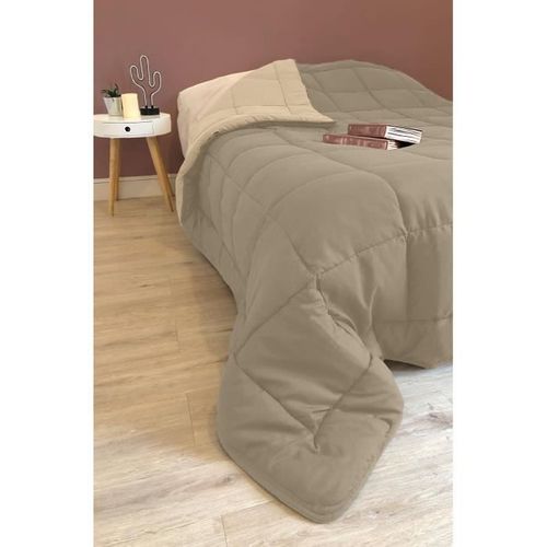 Couette Réversible Bicolore En Microfibre 400 Gr/m² - 260x240 Cm - Taupe