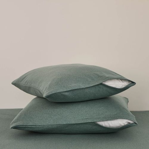 Lot De 2 Protège Oreillers 2 En 1 Vert 50 X 70 Cm Vert Clair