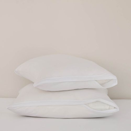 Lot De 2 Protège Oreillers Tencel Mesh 60 X 60 Cm Blanc
