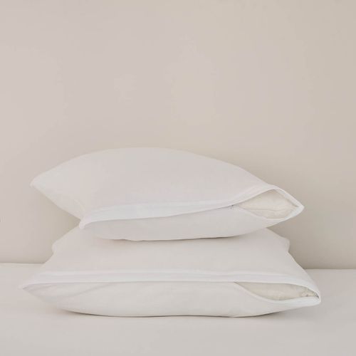 Lot De 2 Protège Oreillers Jersey De Coton 65 X 65 Cm Blanc