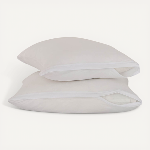 Lot De 2 Protège Oreillers Tencel Mesh 65 X 65 Cm Blanc