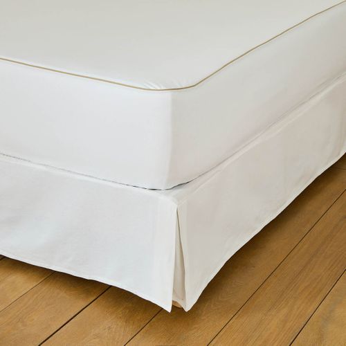 Protège Matelas Coton Imperméable - Passepoil Beige 90 X 190 Cm Blanc