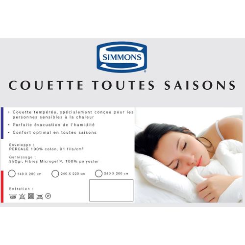 Couette 4 Saisons Percale 350g 240x220