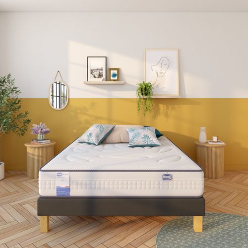 Sommier gris 140x200 cm SIMMONS DECO VELOUR vue d'ambiance 1