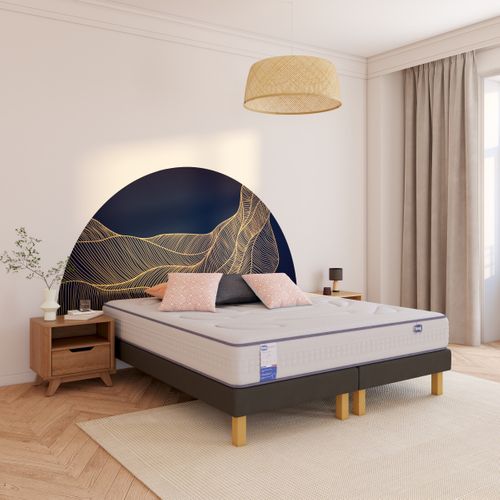 Sommier gris 2x90x200 cm SIMMONS DECO VELOUR vue d'ambiance 1