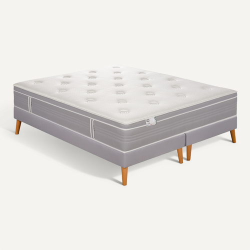 Ensemble L'ELEGANT 200x200 cm Matelas Ressort Ensachés H30cm, Ferme, 2 Sommiers