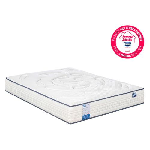 Matelas ressorts 200x200 cm avec latex INFLUENCE ép.26 cm vue 3/4